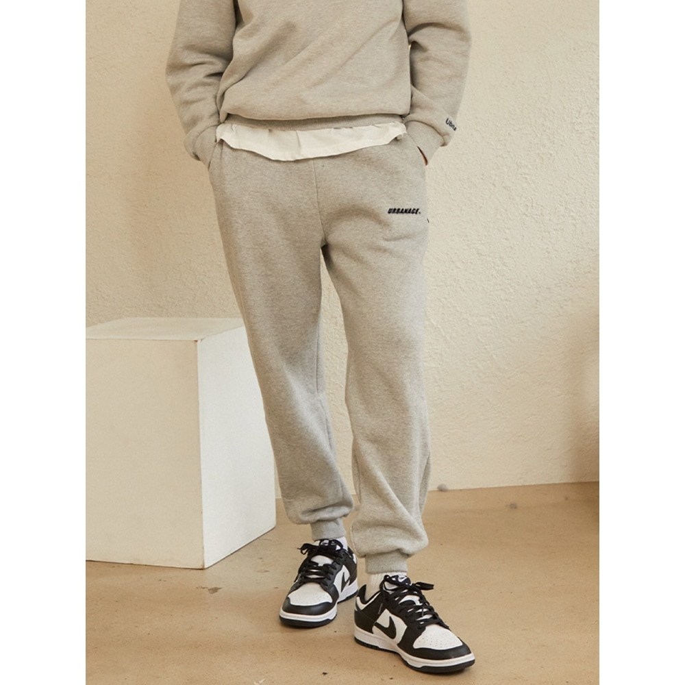 URBANAGEベーシックジョガートレーニングパンツ（起毛裏地）メランジグレー