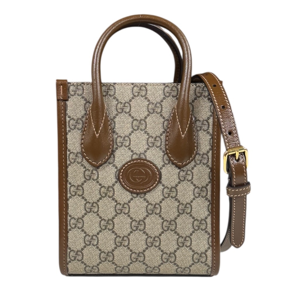 グッチ インターロッキング GGスプリーム ショルダーバッグ GGスプリームキャンバス 671623 ベージュ GUCCI 中古 美品
