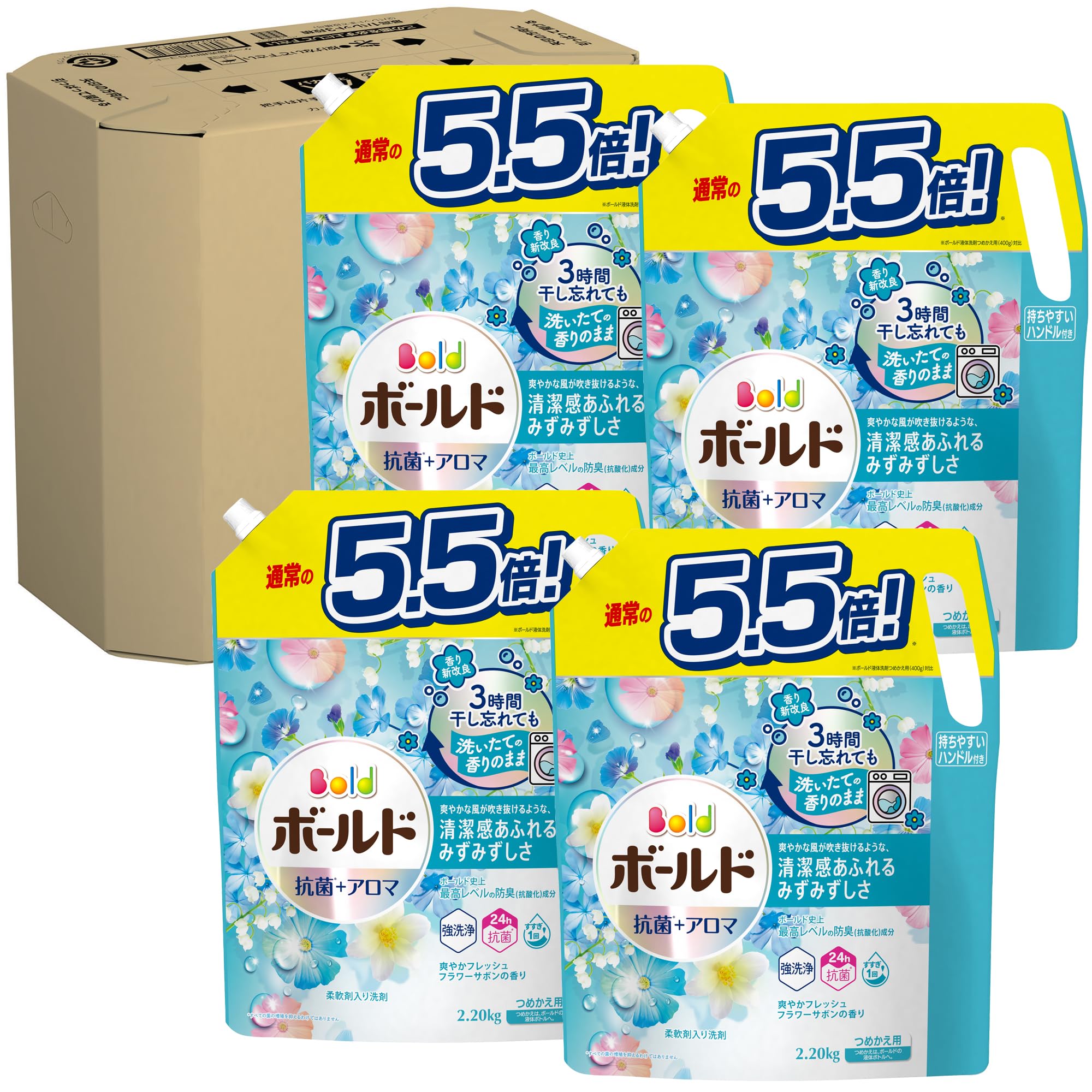 [大容量] 洗濯洗剤 液体 フレッシュフラワーサボン 詰め替え 2,200g×4袋