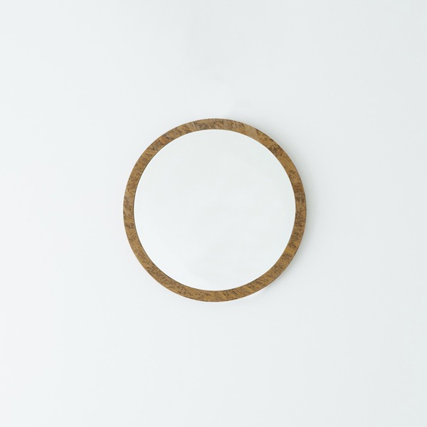 OSB丸形ウォールミラー(40) (ブラウン/茶) 直径40cm 鏡/スリム/高級感/ヴィンテージ/ブルックリン/飛散防止加工/壁掛け/オシャレ/北欧風/オーバル/日本製/完...