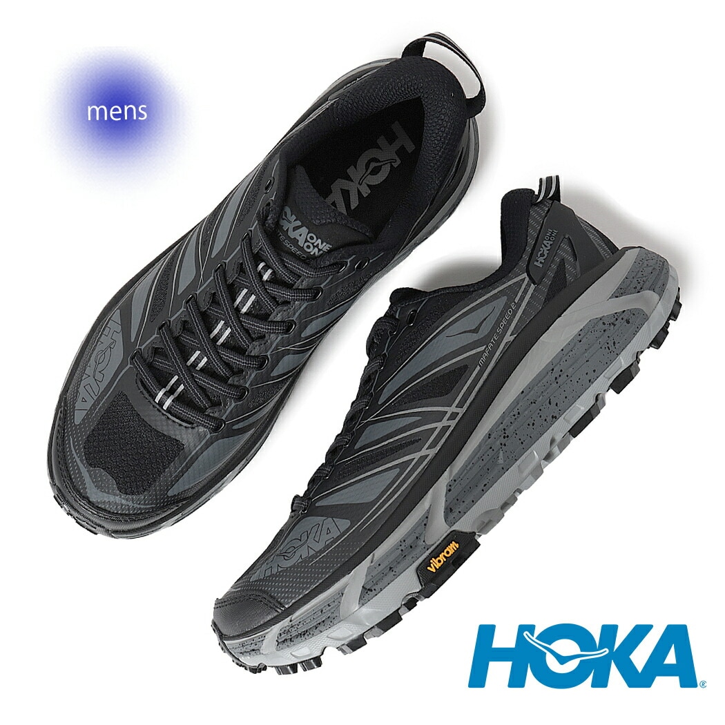 HOKA ONE ONE ホカ オネオネ マファテスピード 2 スニーカー MAFATE SPEED 2 BLACK/CASTLEROCK ( 厚底 vibram ブラック 黒 メンズ 1126851