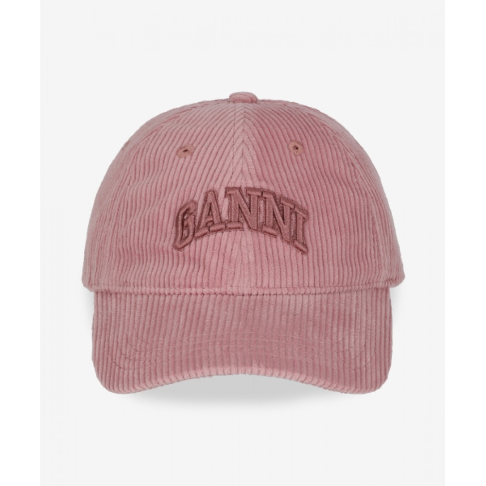 GANNI ロゴコーデュロイボールキャップ-ピンクラベンダー/A6430476