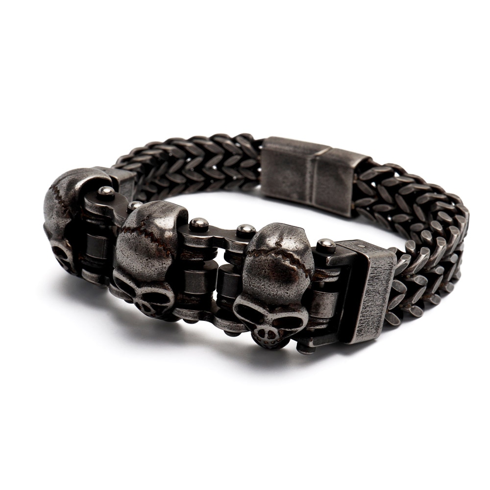 316L トリプルスカルブレスレット [b751]