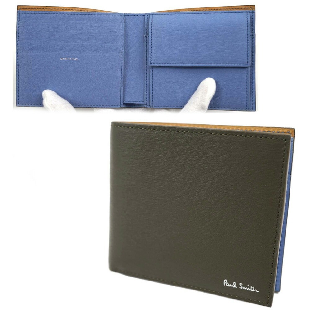 ポールスミス 財布 二つ折り財布 メンズ ダークグリーン系 LEATHER PAUL SMITH M1A-4833-LSTRGS-63