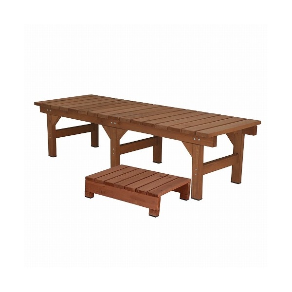 住まいスタイル ユニット縁台ベンチ hiyori幅154.5奥行55cm ステップセット ライトブラウン DE-15555STP-LBR メーカー直送
