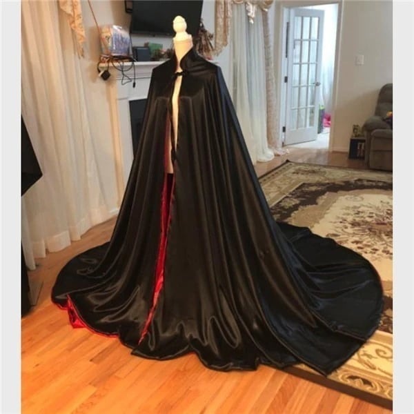 ロング マント ブラック ワインレッド 130cm 150cm 200cm 新劇 演出 イベント 魔法使い ローブ 悪魔 サタン デビル ホラー 怖い 仮装 衣装 コスチュームbe073c0c