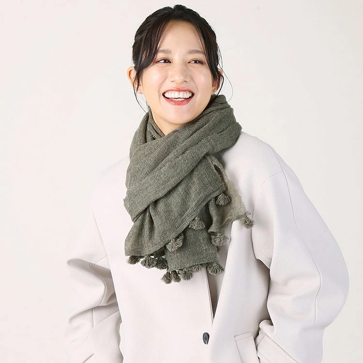 カシミヤ 100% ストール マフラー ガーゼストール ガーゼ風 タッセル 付き レディース トープ 無地 【182cm×62cm】 カシミア カシミアマフラー レディースマフラー カシミヤ100％
