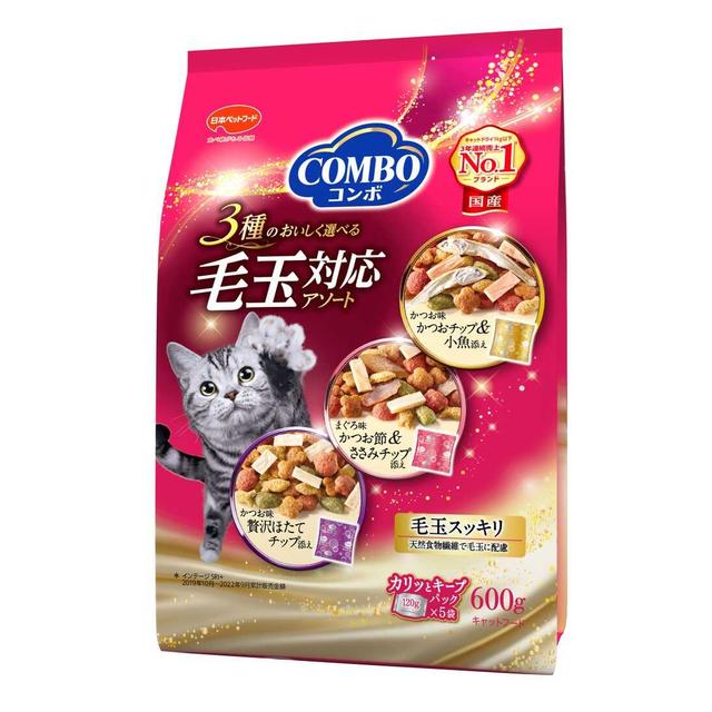 【12個セット】 日本ペットフード コンボキャット毛玉対応アソート600g