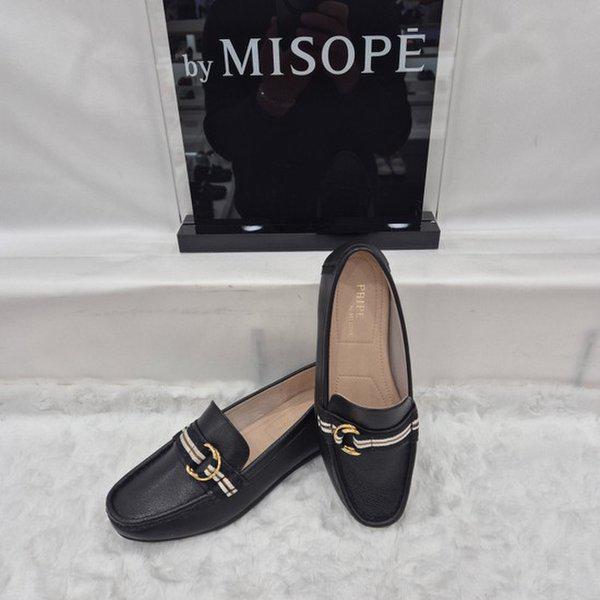 By 女性 ゴールドリング ローファー 112HT339FF002 BLACK 2 JJ