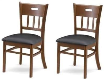 ダイニングチェア チェアー 天然木 北欧 2脚セット チェア軽量化と取っ手付きに改良 (ブラウン)