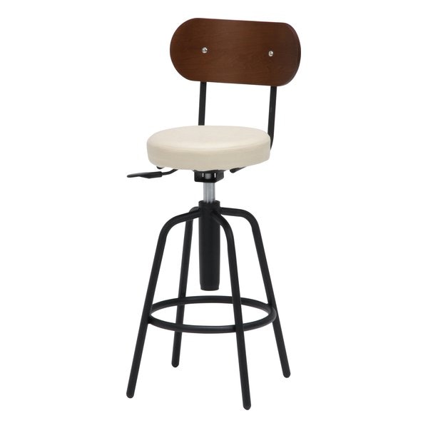 バースツール背付 合成皮革 アイボリー HK-61201IV