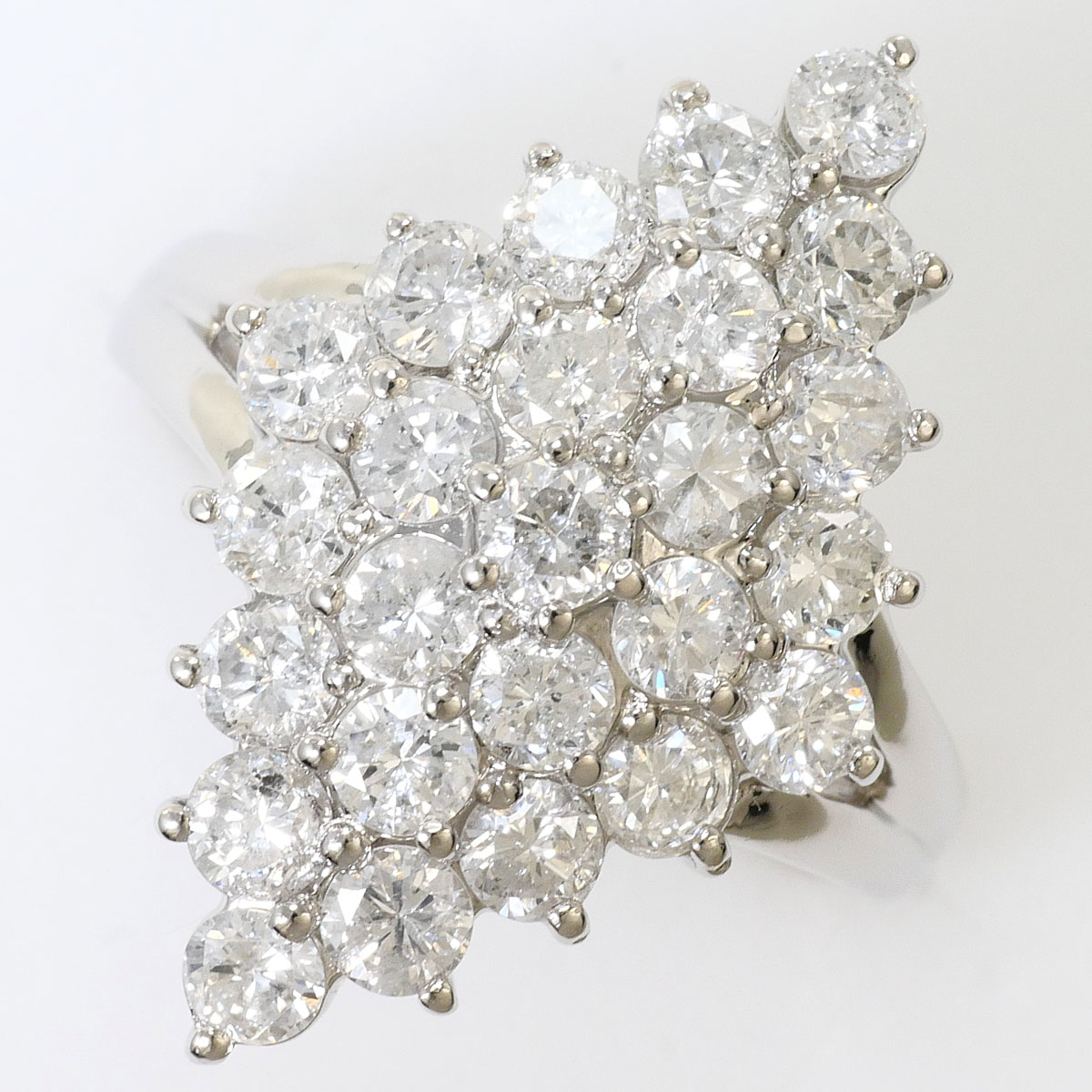 PT900 プラチナ リング・指輪 12号 ダイヤモンド 2.32 ct 鑑別書 総重量約9.2g 中古