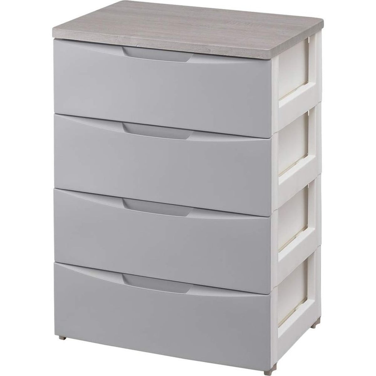 デザイン チェスト 4段 木天板 幅約56×奥行約42×高さ約81cm グレー DW-554