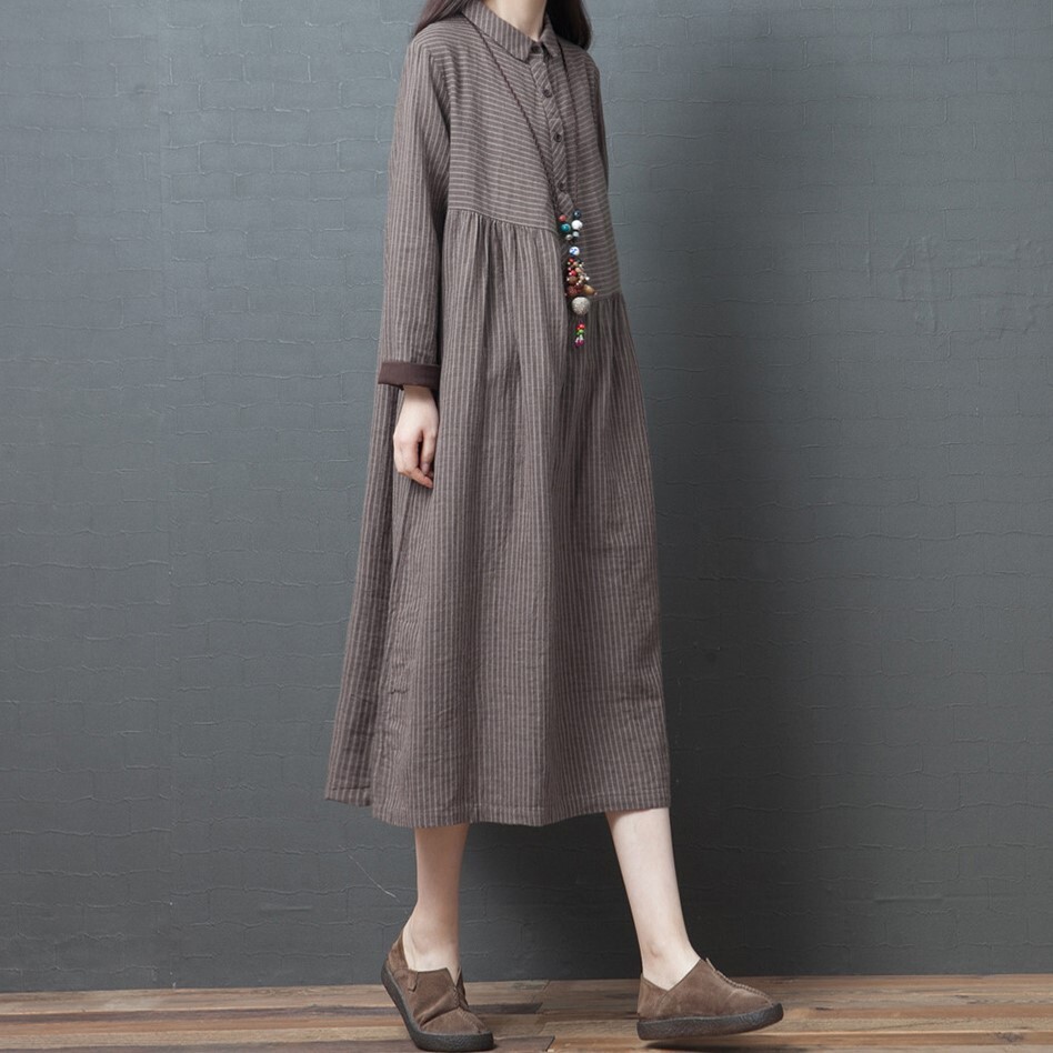 アシンメトリー切替え ギャザーワンピ ワンピース シャツワンピース 膝下 ミモレ丈 ミディアム丈 長袖 襟付き Aライン 切り替えデザイン 前開き かわいい 大人可愛い シンプル カジュアル 上品