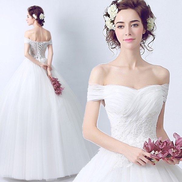 ウエディングドレス 安い 二次会 ウェディングドレス 結婚式 プリンセスライン エンパイア 花嫁 披露宴 ロングドレス ブライダル 白 ベアトップ 大きいサイズ