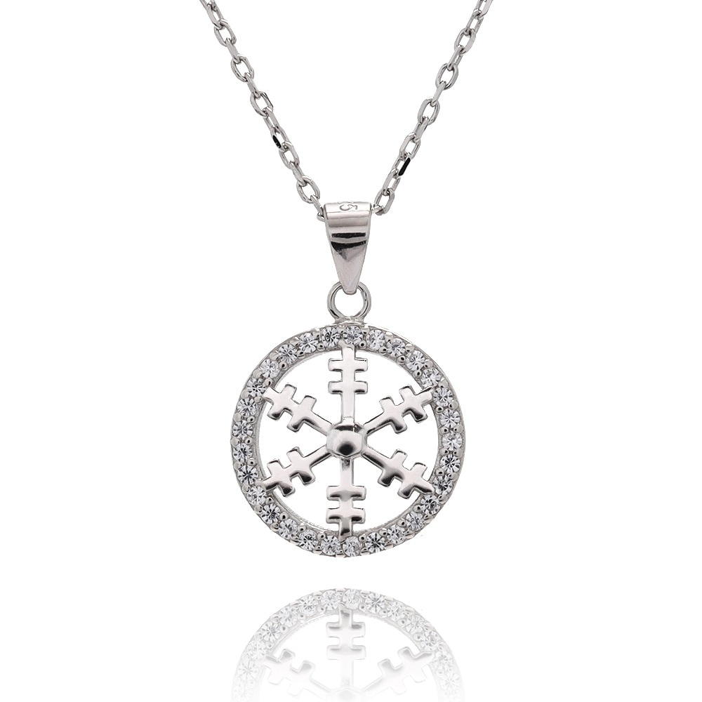 S925 雪 雪華 輪 ネックレス 銀 [fhns006-silver]