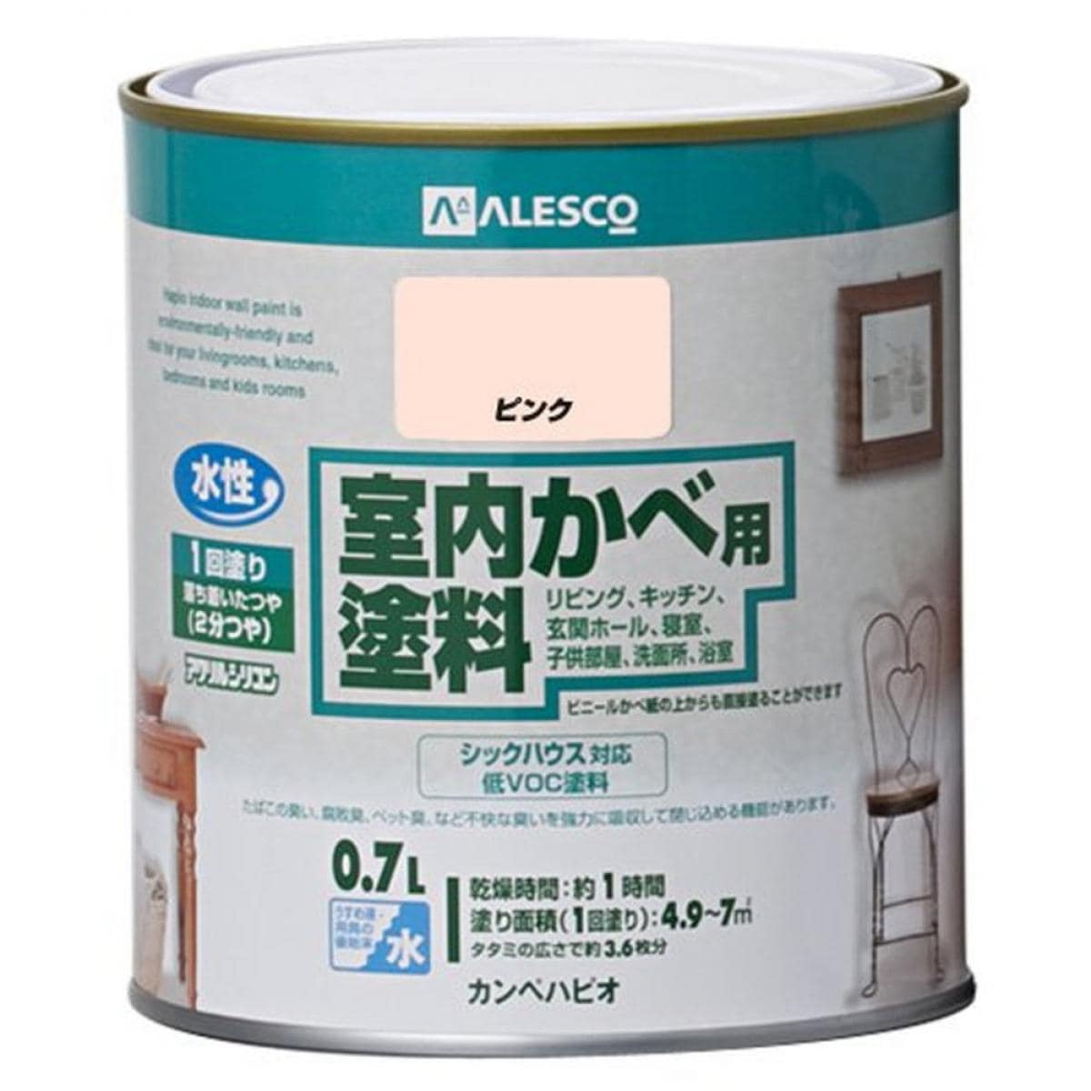 カンペハピオ 室内かべ用塗料 ピンク 0.7L