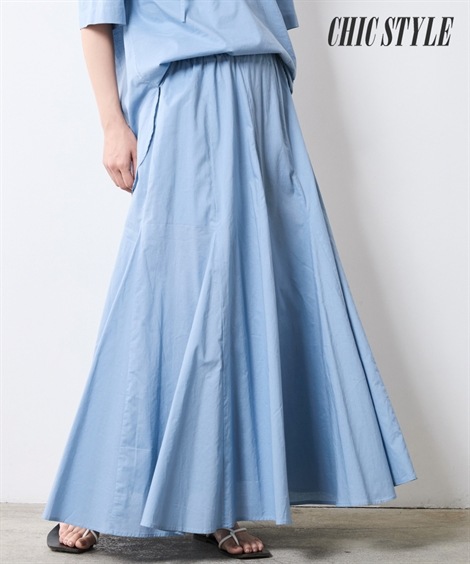 ロングスカート 綿100％ローンフレアロングスカート 大きいサイズ有 シックスタイル