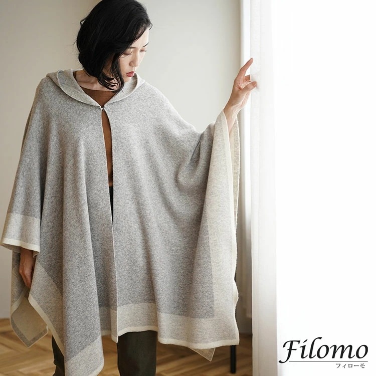[Filomo]カシミヤブレンドウールニットケープ