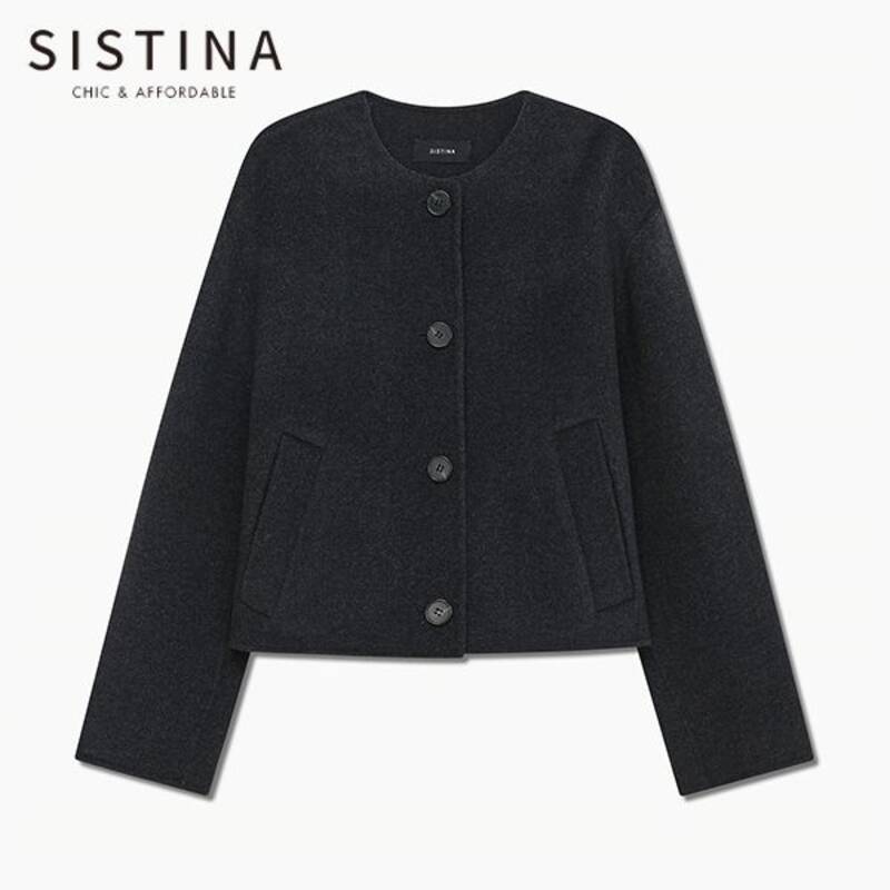 ウール ラウンドネック クロップジャケット_AWHJKP41030_DG