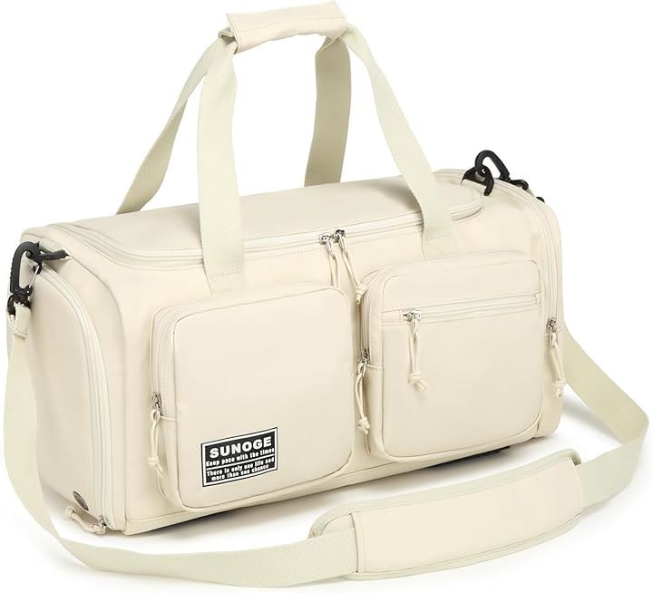 スポーツバッグ メンズ ジムバッグ ダッフルバッグ 大容量 修学旅行 ジムバック ボストンバッグ 防水 超軽量 機内持込 旅行バッグ 林間学校 男女兼用(Beige, Large)