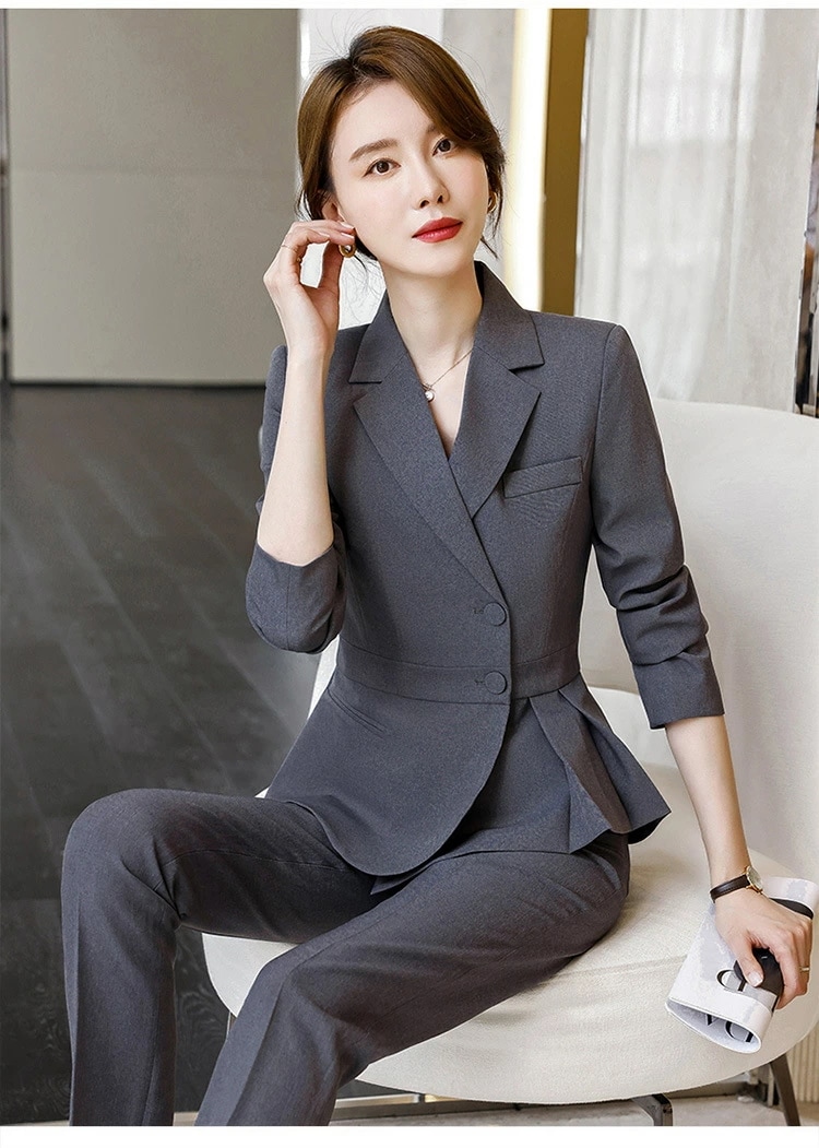 高端 職業 スーツ レディース 春秋 美容院 フロント 仕事服 気質 上下セット 9907