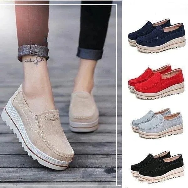 每日更新23の発売 レディースシューズ厚底スニーカーローファー看護師婦人靴スエードスリッポン身長アップ美脚母の日