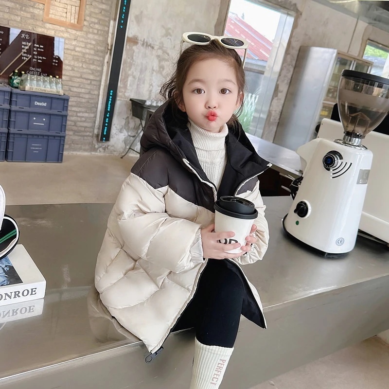 子供服 キッズ X3085 リバーシブル カラーブロック ドーパミン ダウンジャケット