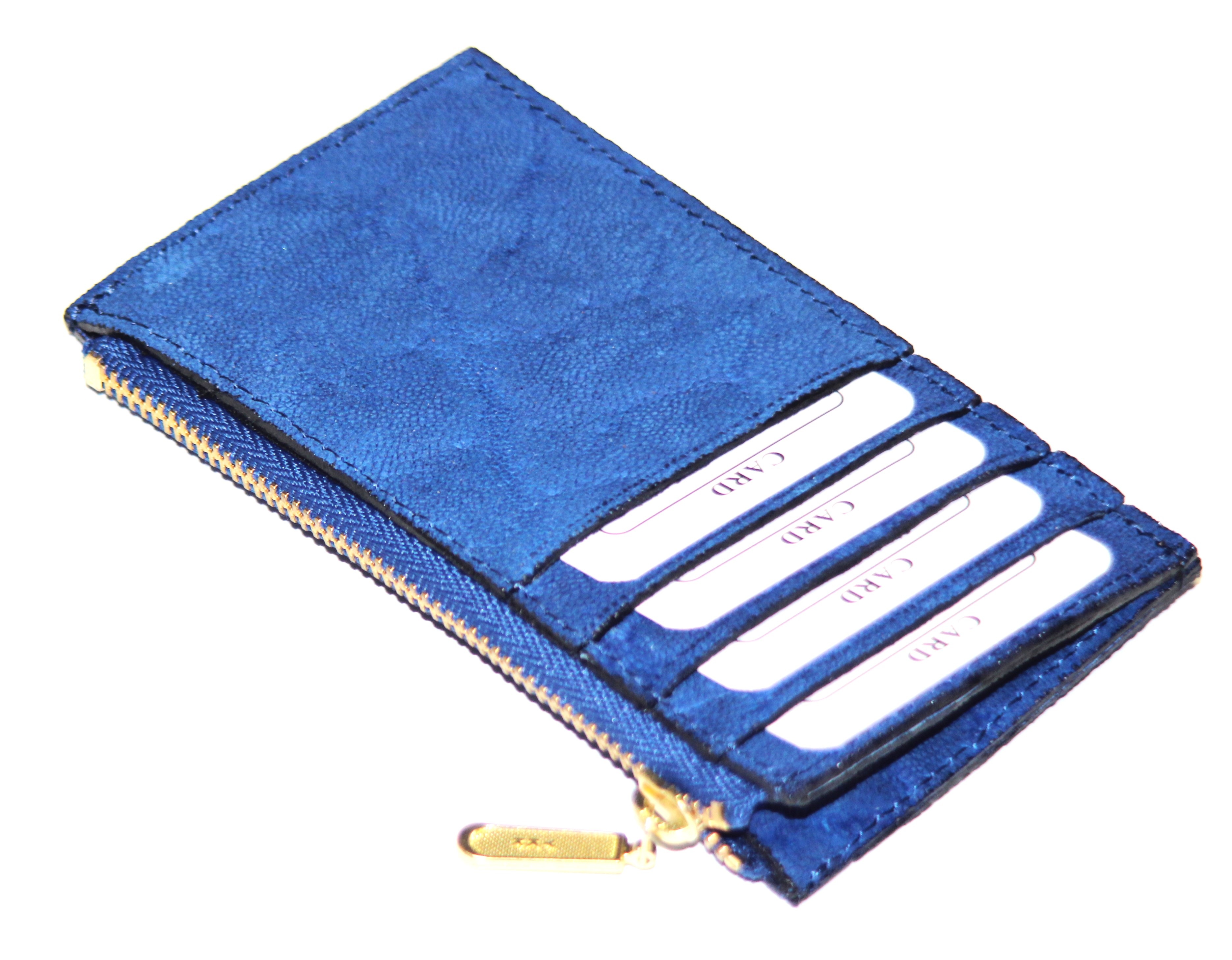 【新規OPEN】【期間限定セール】【激安】【新品未使用】本エレファントレザー　象革　超薄型モデル　男女兼用　フラグメントウォレット　FFSW-1　紺