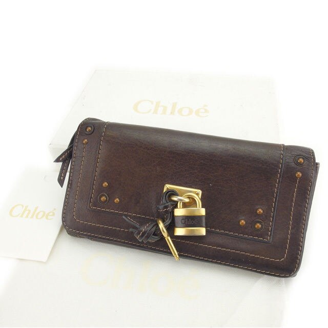 長財布 ファスナー付き長財布 パディントン ダークブラウン ゴールド 中古