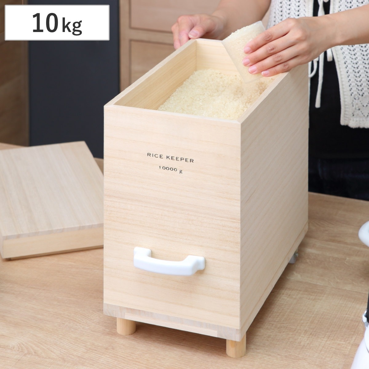 ライスストッカー 技物専科 米びつ 10kg用 キャスター付き 桐製 日本製 米櫃 こめびつ ライスボックス キャスター 保存容器 おすすめ 10kg 10キロ 桐 和風 桐製米びつ お米