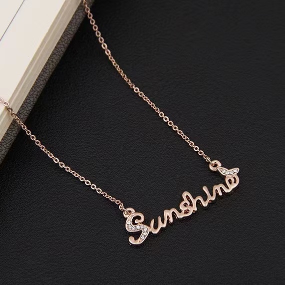 ネックレス レディース/豪華9粒 サンシャイン ネックレス 文字/レディース/プラチナ仕上げ/シルバー925 cz ギフト
