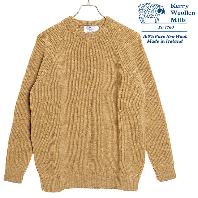 ケリーウーレンミルズ KERRY WOOLLEN MILLS フィッシャーマンリブクルーネックセーター [KW-0003] メンズ トップス ニット ウール 英国製 Moorland-Grass