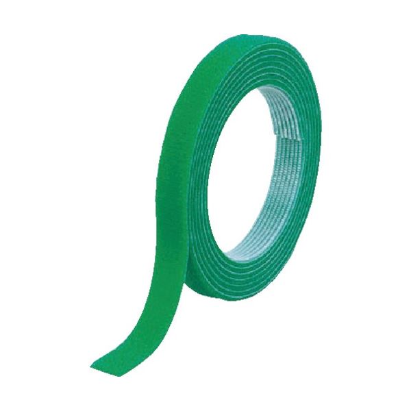 （まとめ）マジックバンド 結束テープ 両面 幅40mmx長さ1.5m 緑 1巻[x5]