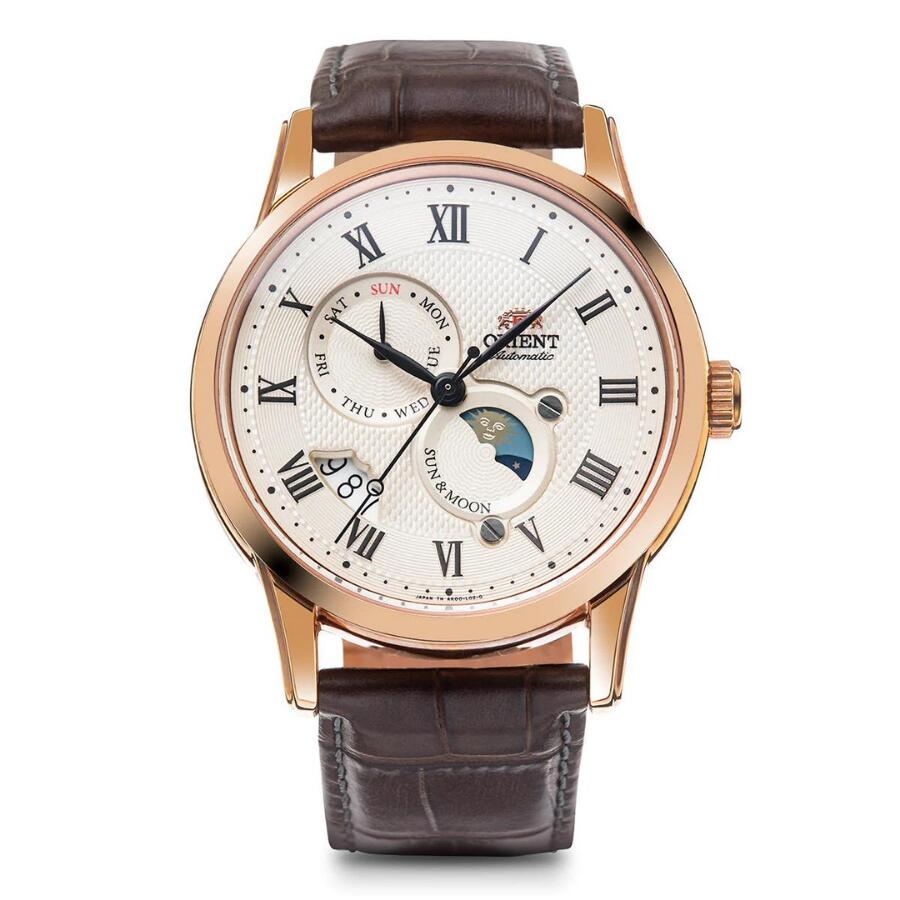 サン&ムーン 機械式 自動巻き 手巻付 革ベルト メンズ RN-AK0001S 腕時計