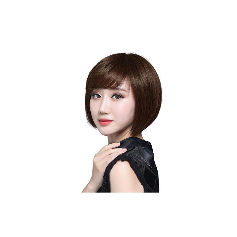 HIYE ウィッグ 大きいサイズ 部分ウィッグ ハーフウィッグ ショット ロング ヘアーピース 白髪部分かつら フルウィッグに匹敵 横16cm縦17cm (栗色, 18CM)