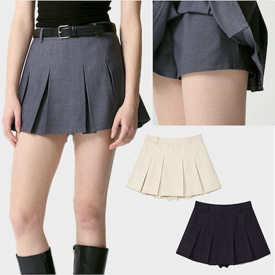 ★GLOWNY ★IVY PLEATED MINI SKIRT IVY PLEATED MINI SKIRT (NAVY) - GLOWNY