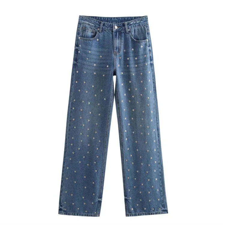 激安セール カジュアル 鋲飾り 中腰 デニムパンツ ゆったりする スラックス ロングパンツ スリム ジーンズ