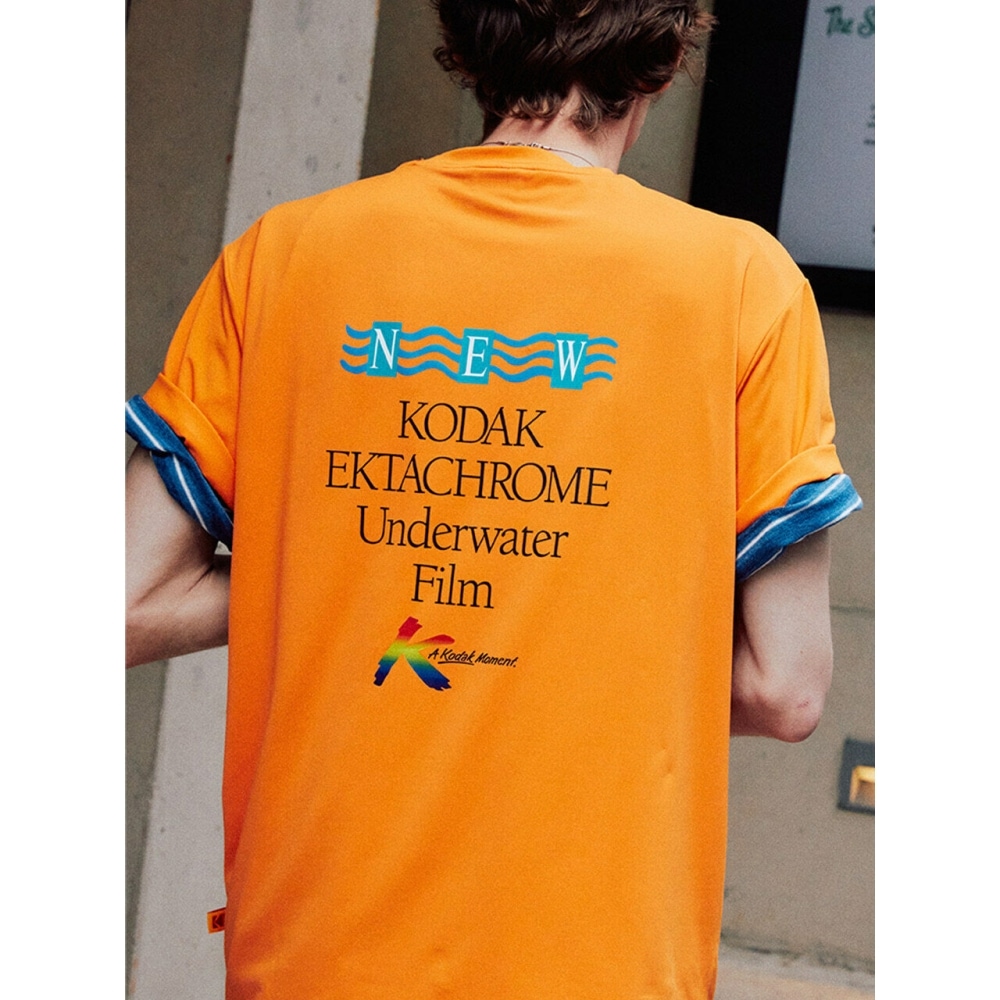 コダックアパレルサマーグラフィックショートスリーブ T シャツオレンジ