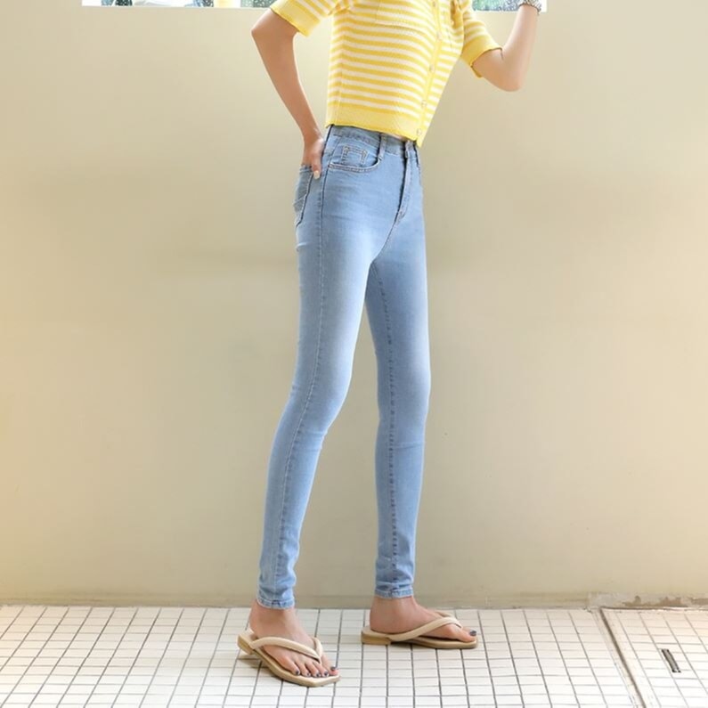 [韓国ファッション] (S,M,L) 마이크로극세사 신축성좋은 시크릿밴딩 스키니 데님팬츠