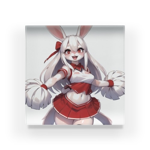 【受注生産】白うさぎの女の子　ジェニファー　チアガール アクリルブロック