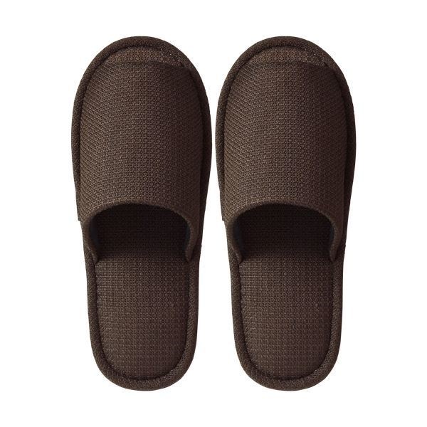 （まとめ） TANOSEE 外縫いスリッパ ラドクリフ ブラウン 1足 [x5セット]