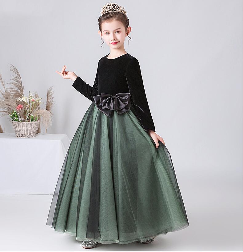 在庫セール秋冬セール 超可愛い お姫様 子供ドレス キッズ フォーマル/ジュニア 子供服/女の子 ピアノ プリンセス 発表会 七五三 結婚式 パーティードレス ピアノ マキシ丈ワンピース 長袖ワン