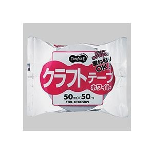 （まとめ） TANOSEE クラフトテープ 重ね貼可能 50mmx50m 白 1巻 [x20セット]