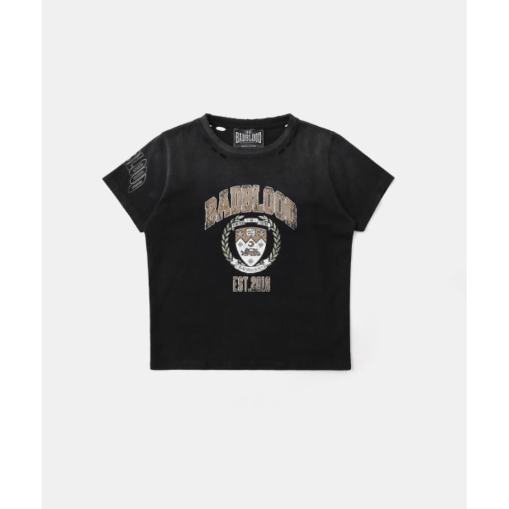 BADBLOOD Workshop Print Distressed T-Shirt Black w-tee25