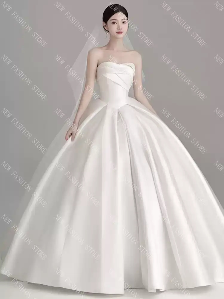 フランス式胸拭きウェディングドレス新型ドレスワンピース-35