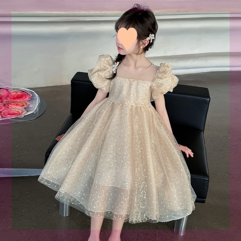 子供用サマードレス 2024年春夏 大きい子供風お姫様ドレス メッシュスカート 夏