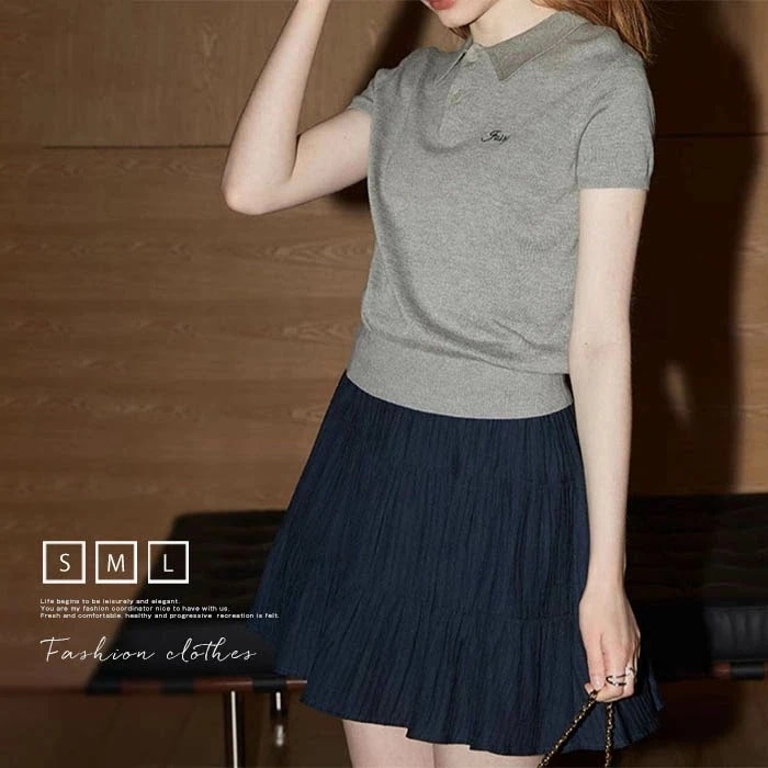 【20点セット】【送料無料】ポロシャツ サマーニット レディース 夏 ニット 半袖 Tシャツ カットソー ショート丈 トップス プルオーバー 折襟 ニットトップス ゆったり 着瘦せ カジュアル オフィ