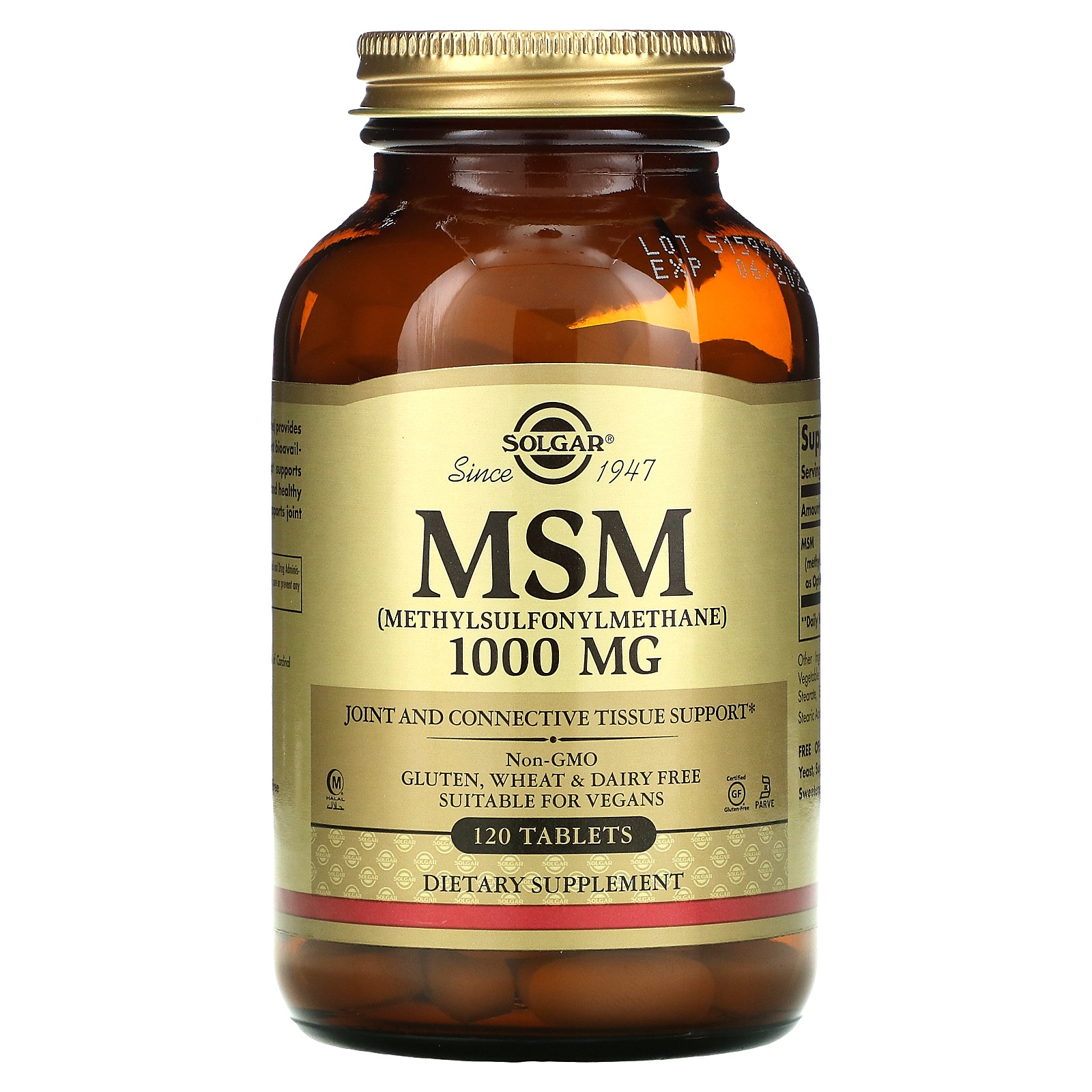 Solgar MSM 売れ筋アイテムラン メチルスルホルニメタン mg120錠 最大80％オフ！ 1000