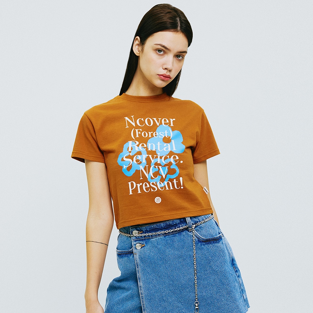 PAINTING FLOWER BUNCH CROP TSHIRT-ORANGE